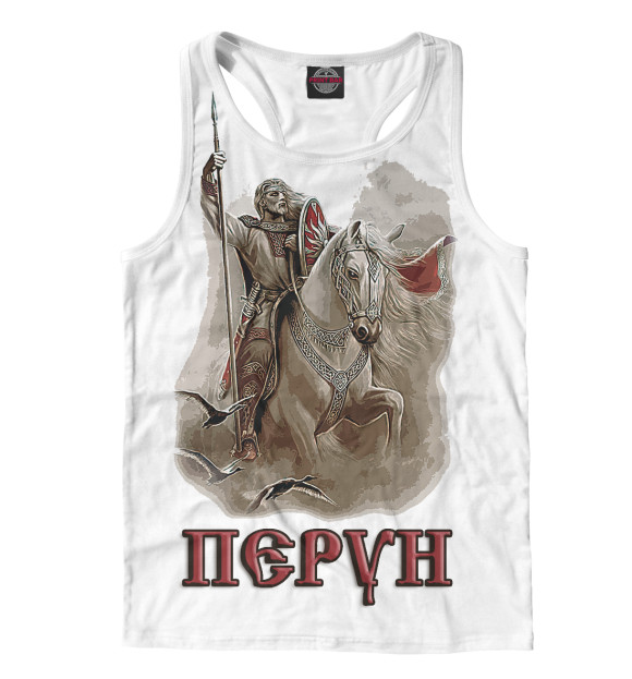 Мужская майка-борцовка с изображением Перун цвета Белый