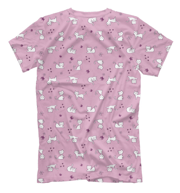 Мужская футболка с изображением Коты на Розовом цвета Белый