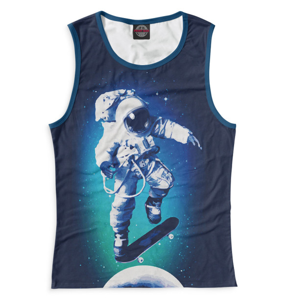 Майка для девочки с изображением Космонавт-скейтер цвета Белый