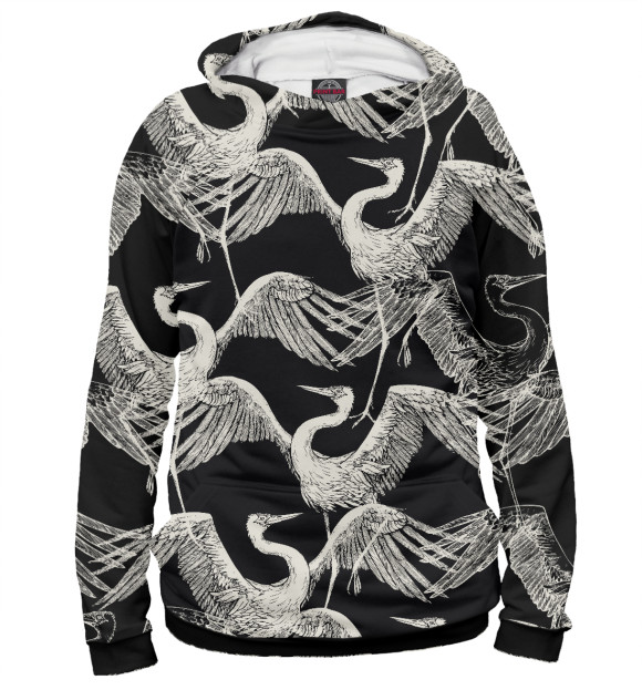 Мужское худи с притом Птицы цвета Белый Мужское худи с изображением Птицы цвета Белый