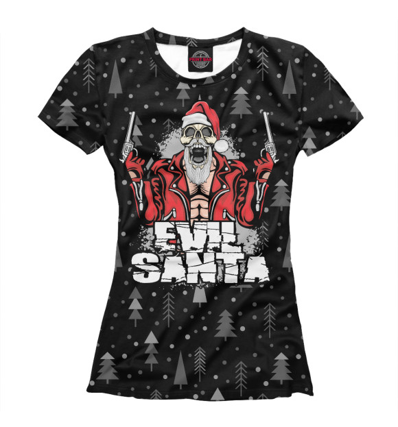 Женская футболка с изображением Evil Santa цвета Белый