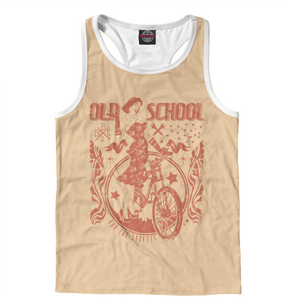 Мужская майка-борцовка с изображением Old School Lady цвета Белый