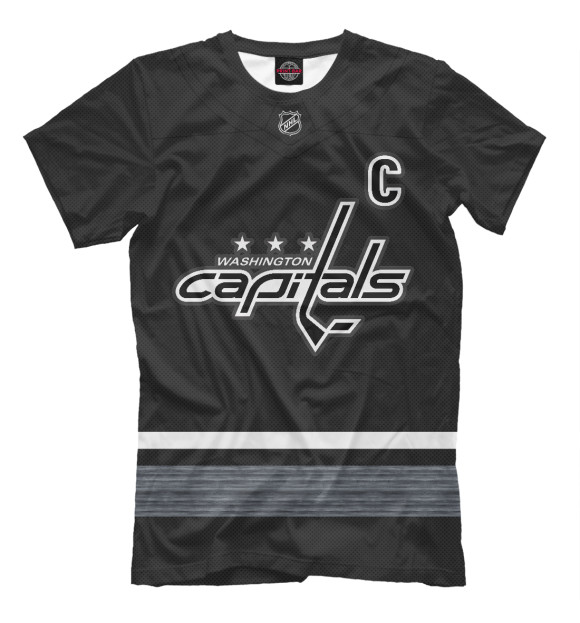 Мужская футболка с изображением Овечкин Форма Capitals Домашняя 2019 цвета Черный