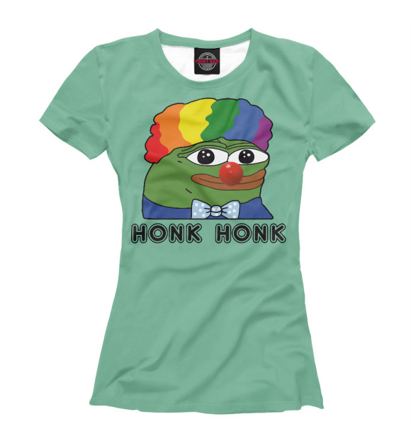 Женская футболка с изображением Pepe clown green цвета Белый
