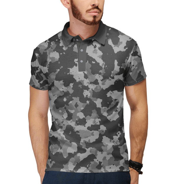 Мужское поло с притом Городской камуфляж цвета Белый Мужское поло с изображением Городской камуфляж цвета Белый