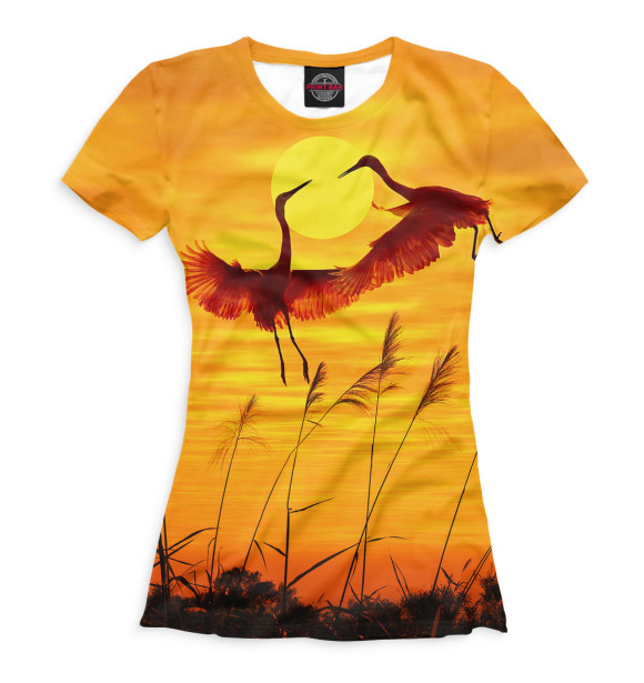 Женская футболка с изображением Цапли цвета Белый
