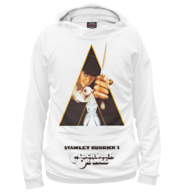 Женское худи с изображением Заводной апельсин цвета Белый