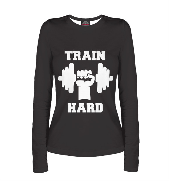 Женский лонгслив с изображением Train hard цвета Белый
