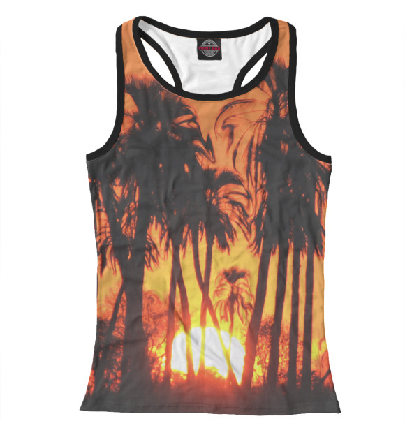 Женская майка-борцовка с изображением Пальмы в закате цвета Белый