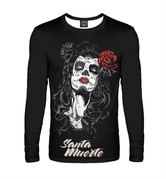 Мужской лонгслив с изображением Santa Muerte цвета Белый