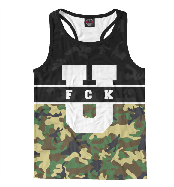 Мужская майка-борцовка с изображением FCK U - Forest цвета Белый