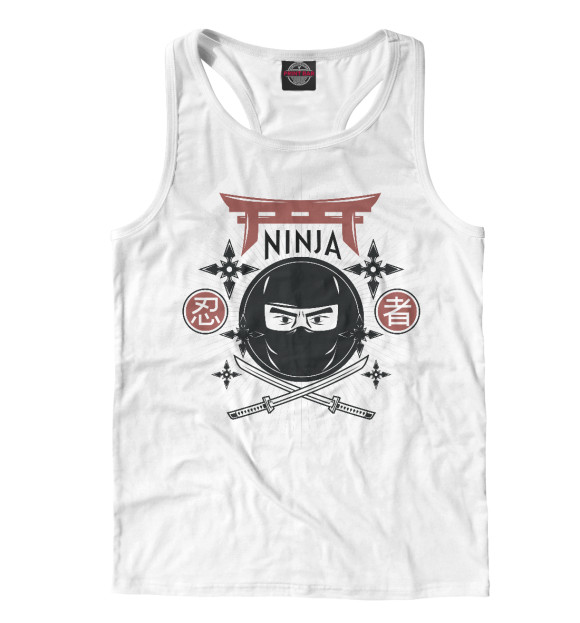 Мужская майка-борцовка с изображением Ниндзя и сюрикены цвета Белый