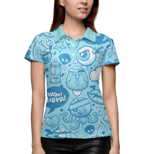 Женское поло с изображением Арт цвета Белый