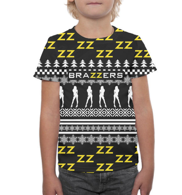 Футболка для мальчиков с изображением Brazzers цвета Белый