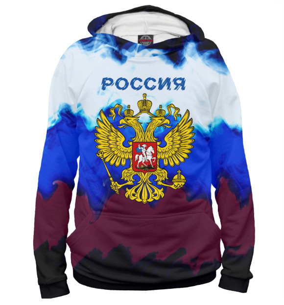 Мужское худи с изображением Россия цвета Белый