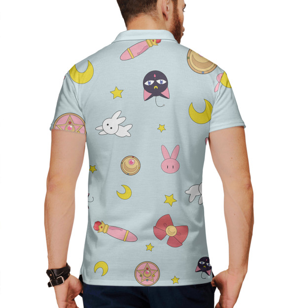 Мужское поло с притом Сейлор Мун цвета Белый Мужское поло с изображением Сейлор Мун цвета Белый