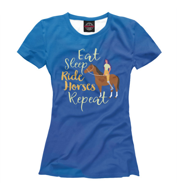 Футболка для девочек с изображением Eat Sleep Ride Horses Repea цвета Белый