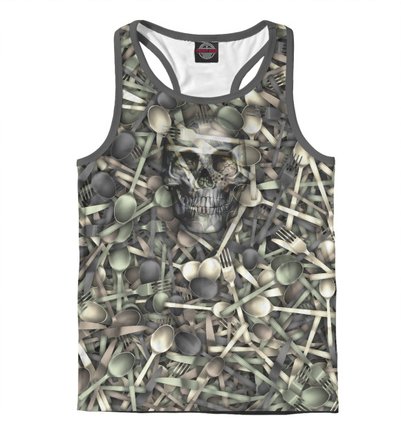 Мужская майка-борцовка с изображением Голодный камуфляж цвета Белый