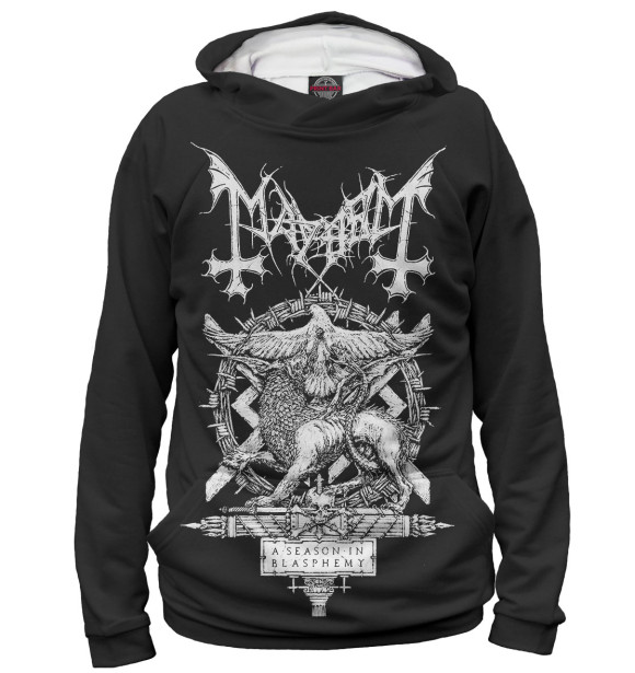 Женское худи с изображением Mayhem цвета Белый