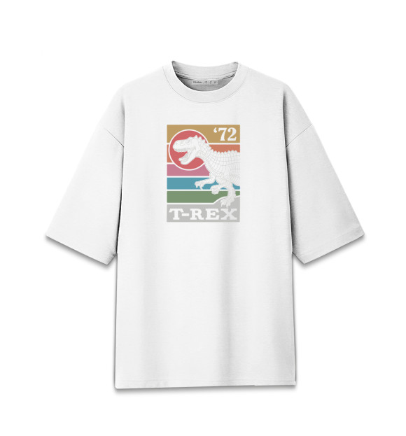 Мужская футболка оверсайз с притом T-rex Динозавр цвета Белый Мужская футболка оверсайз с изображением T-rex Динозавр цвета Белый