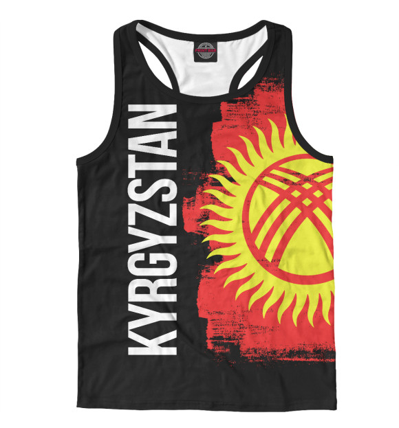 Мужская майка-борцовка с изображением Киргизия цвета Белый