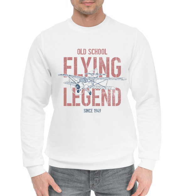 Мужской хлопковый свитшот с изображением Летающие легенды цвета Белый