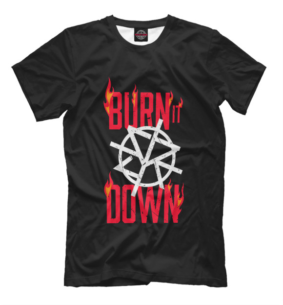 Футболка для мальчиков с изображением Сет Роллинс BURN IT DOWN black цвета Черный
