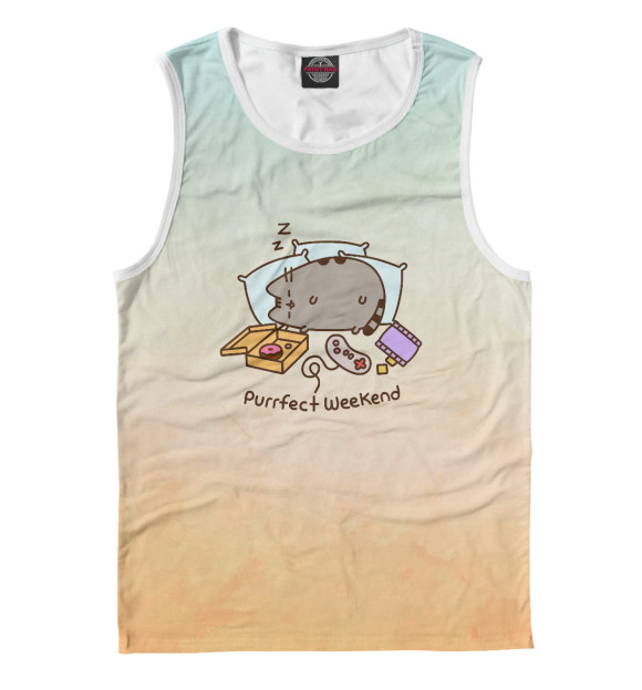 Майка для мальчика с изображением Pusheen Weekend цвета Белый