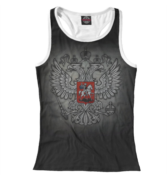 Женская майка-борцовка с изображением Герб России цвета Белый