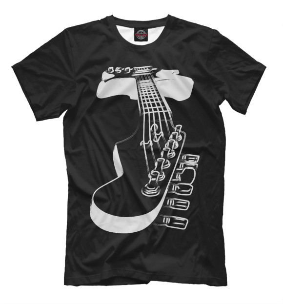 Мужская футболка с изображением Гитара цвета Белый