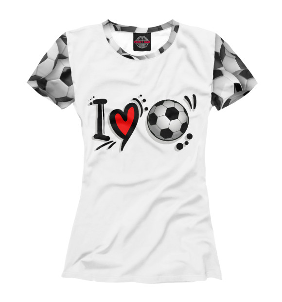 Футболка для девочек с изображением Я люблю футбол цвета Белый