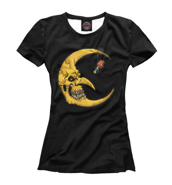 Женская футболка с изображением Сгиблая Луна цвета Белый