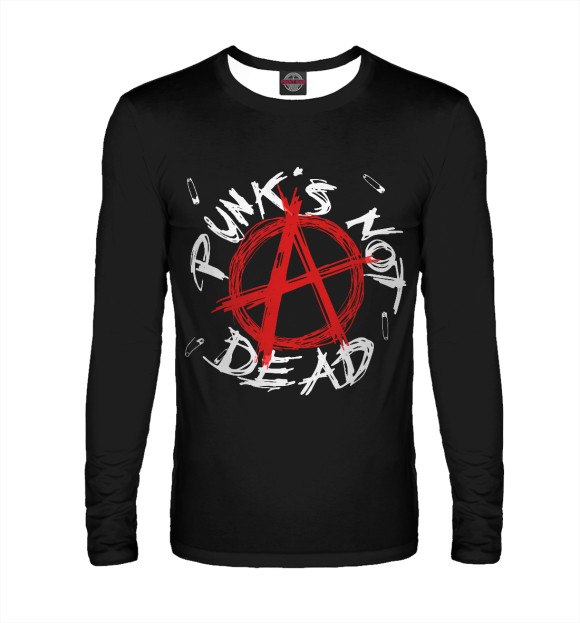 Мужской лонгслив с притом Punks not Dead цвета Белый Мужской лонгслив с изображением Punks not Dead цвета Белый