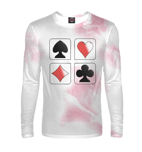 Мужской лонгслив с изображением Playing Cards цвета Белый