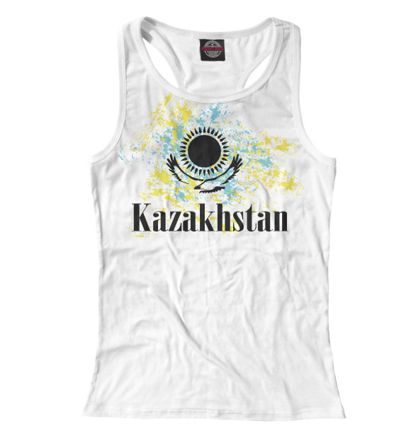 Женская майка-борцовка с изображением Яркий Казахстан цвета Белый