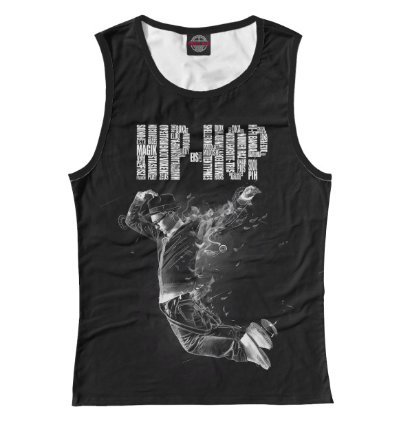 Майка для девочки с притом Хип-Хоп цвета Белый Майка для девочки с изображением Хип-Хоп цвета Белый