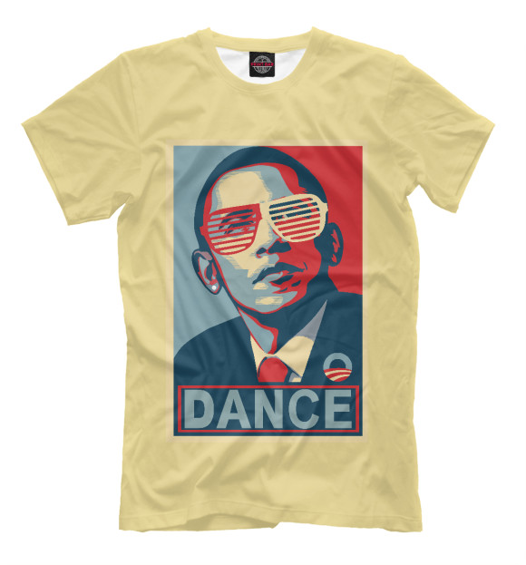Мужская футболка с изображением Обама dance цвета Бежевый