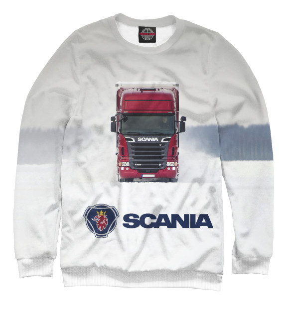 Мужской свитшот с изображением Winter Scania цвета Белый