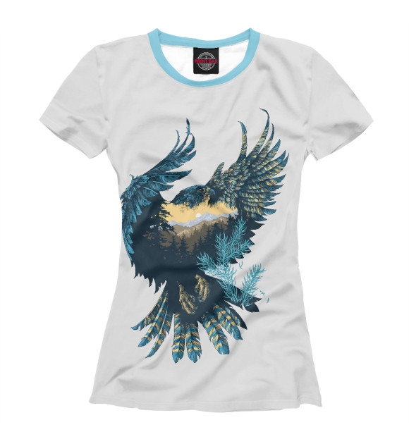 Женская футболка с изображением Горный орел цвета Белый