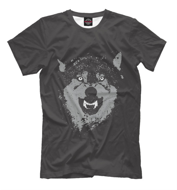 Мужская футболка с изображением Волчий оскал цвета Темно-красный