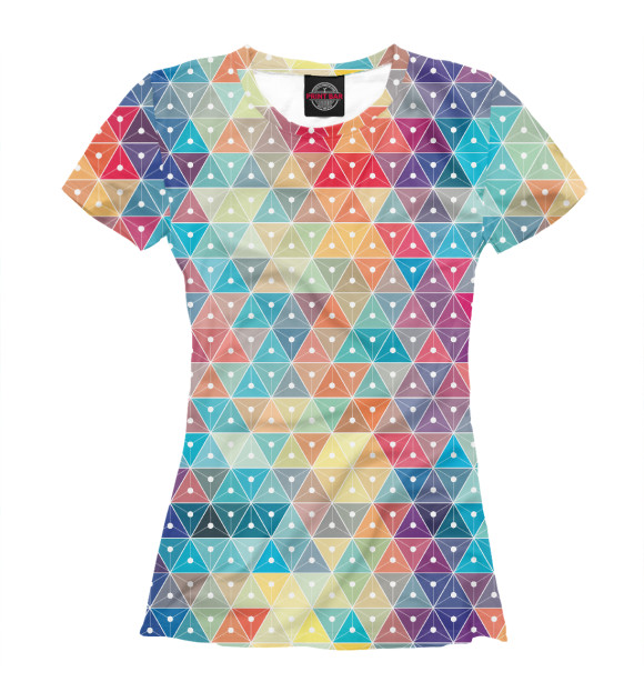 Женская футболка с изображением Абстракция Треугольники цвета Белый