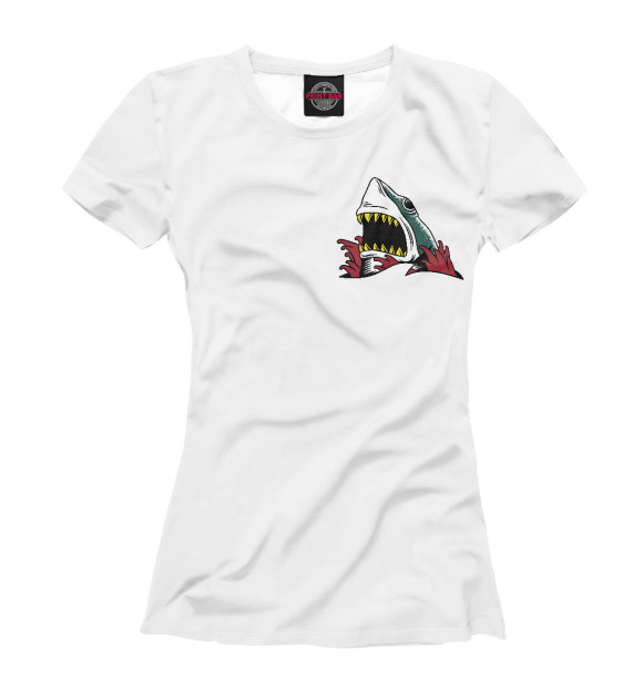 Женская футболка с изображением Белая акула цвета Белый