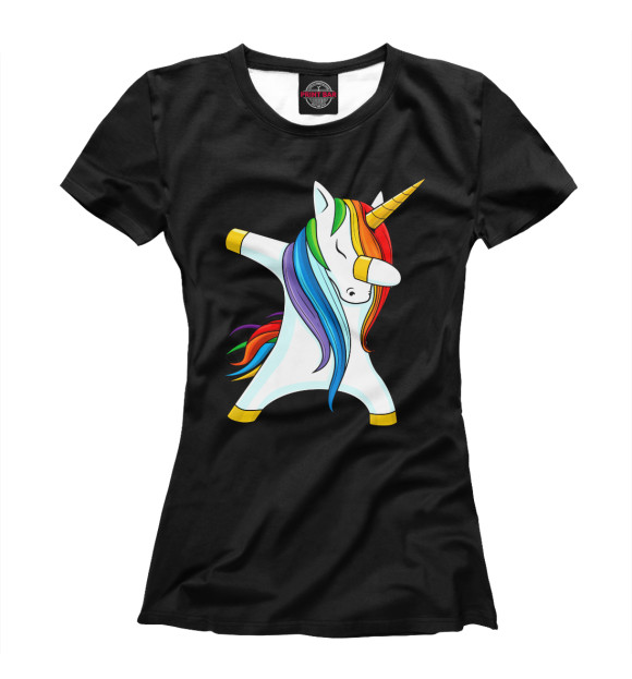 Женская футболка с изображением Dabbing Unicorn цвета Белый