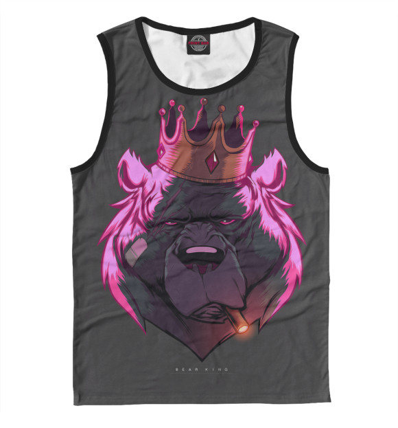 Мужская майка с изображением Bear King цвета Белый
