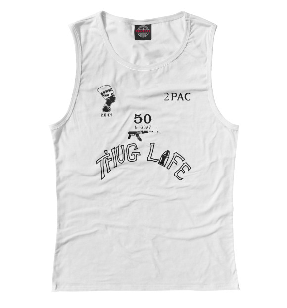 Майка для девочки с изображением 2pac цвета Белый