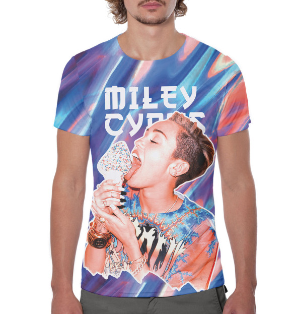 Мужская футболка с изображением Miley Cyrus цвета Белый