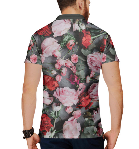 Мужское поло с изображением Упавшие цветы цвета Белый