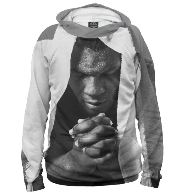 Мужское худи с изображением Майк Тайсон цвета Белый