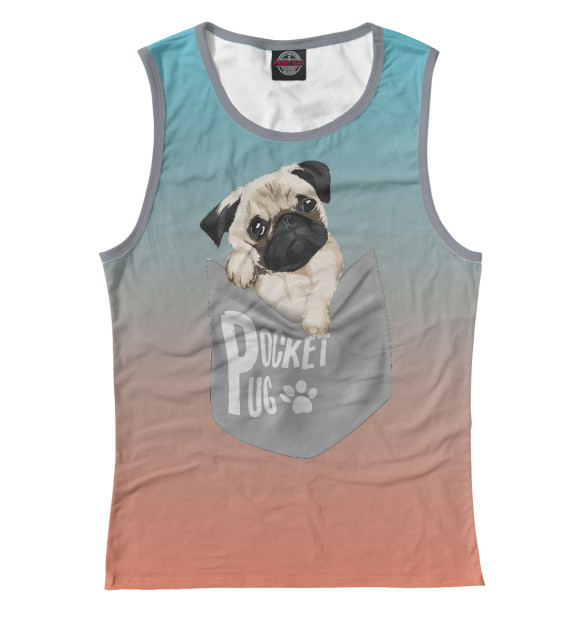 Майка для девочки с изображением Карманный мопс цвета Белый