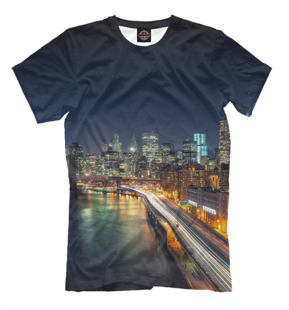 Мужская футболка с изображением Город на Реке цвета Черный